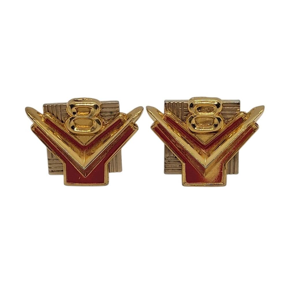 Ford V8 Vintage Gold Tone Cufflinks 1955 1956 T Bird Rockabilly Mens Gift